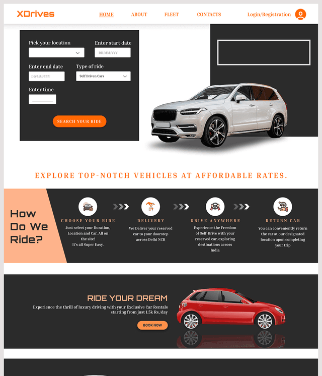 Landing page example with car images