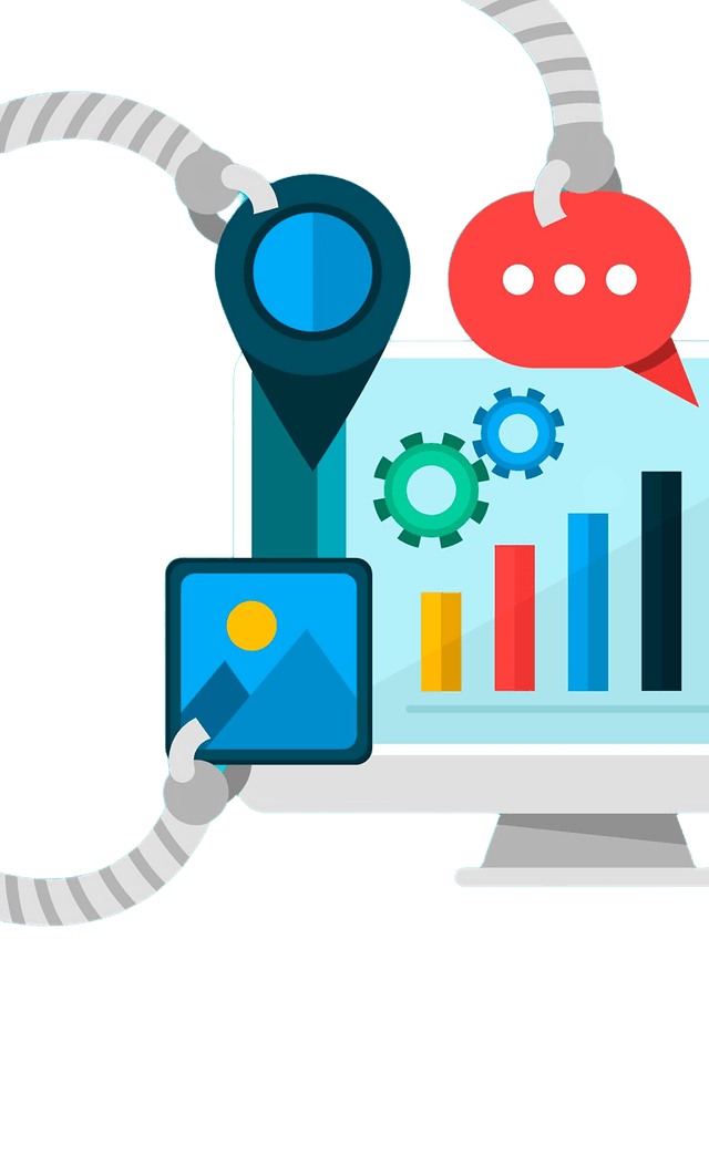 Marketing Automation illustration with analytics and charts
