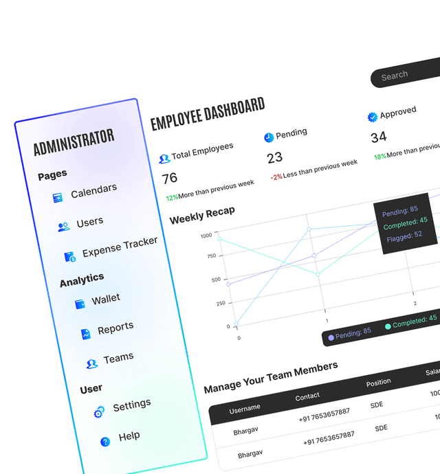 SaaS Application interface dashboard
